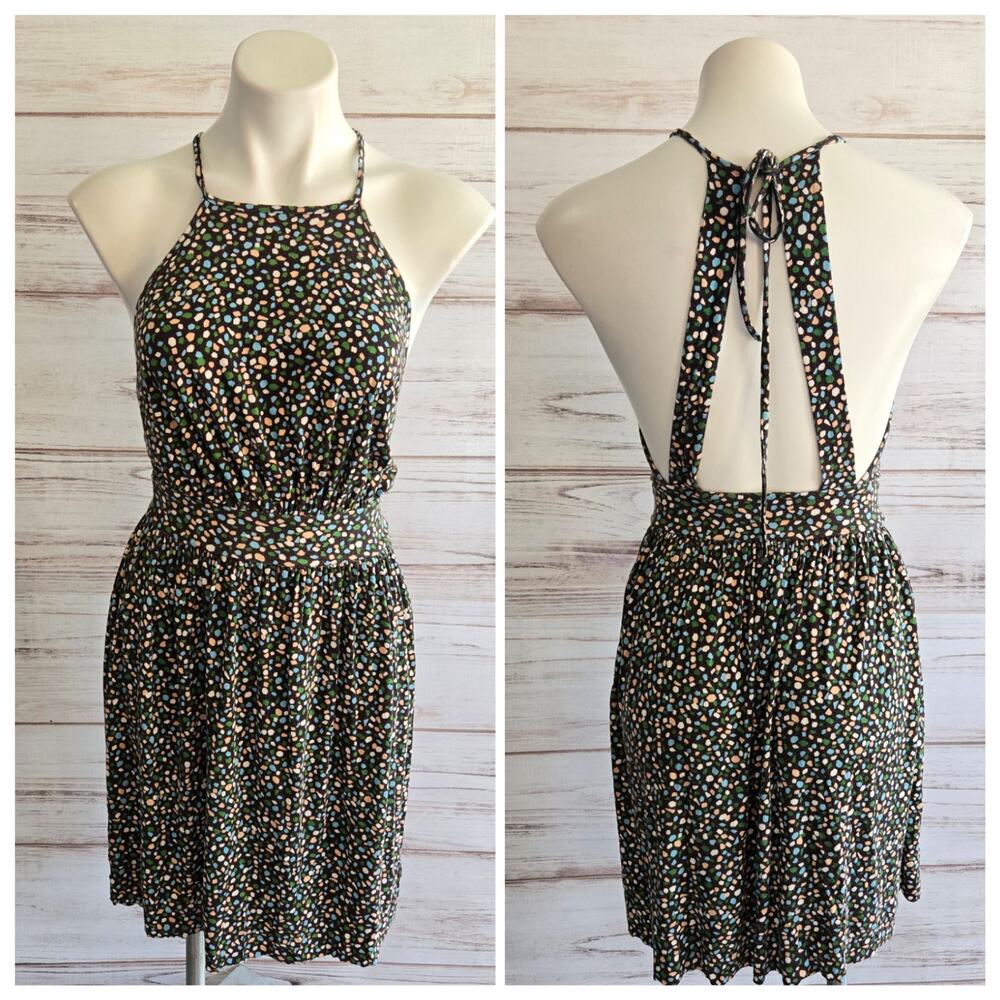 Rachel Pally Vintage Boho Floral Halter Open Back Mini Dress - Size small
